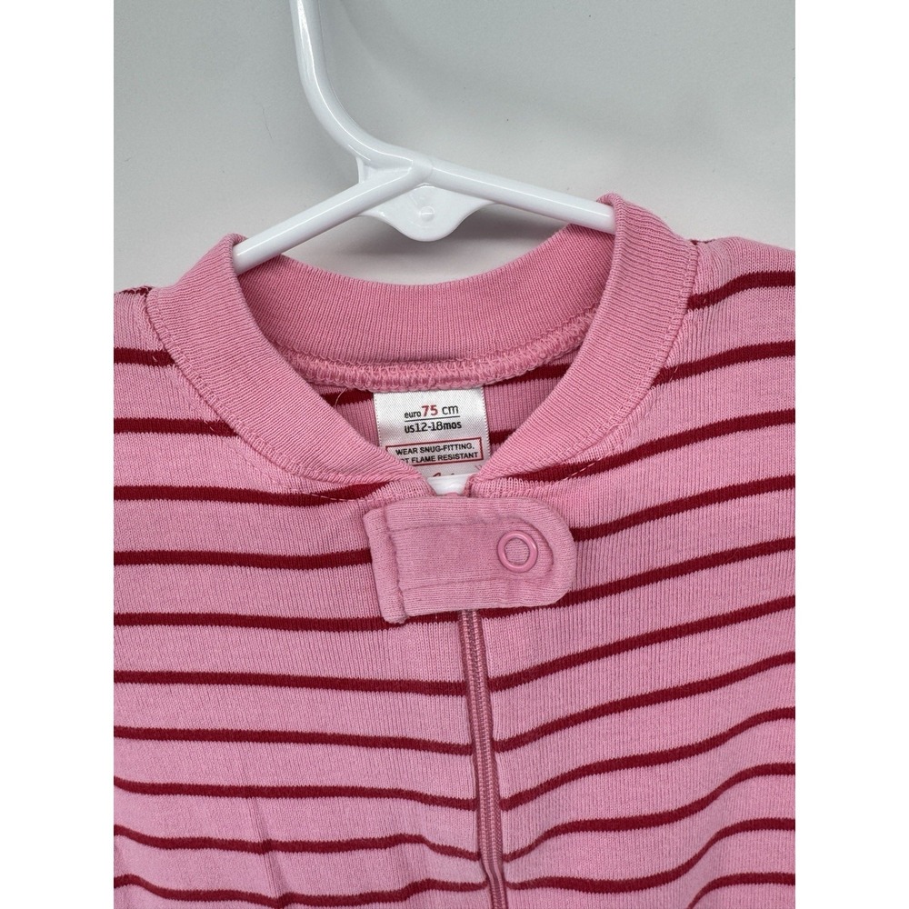 HANNA ANDERSSON Pink Striped Pajamas Sleeper Girl Size 12-18 Mo 75 EUC Perfect - Picture 3 of 3